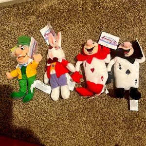 Disney Alice and Wonderland Characters Mad Hatter, White Rabbit, Red/Black card.